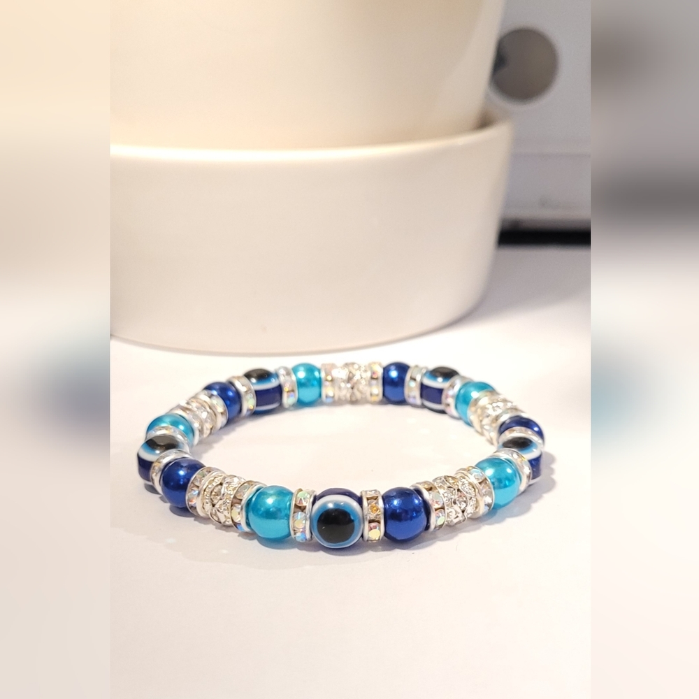Blue Evil Eye Beaded Protection Mal De Ojo Luck Fashion Bracelet